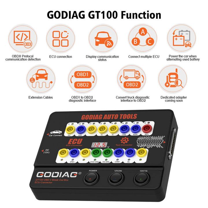 GODIAG GT100 Auto Tool OBD II Break Out Box ECU Connector Work with CGDI MB / CGDI BMW / CG Pro / FC200