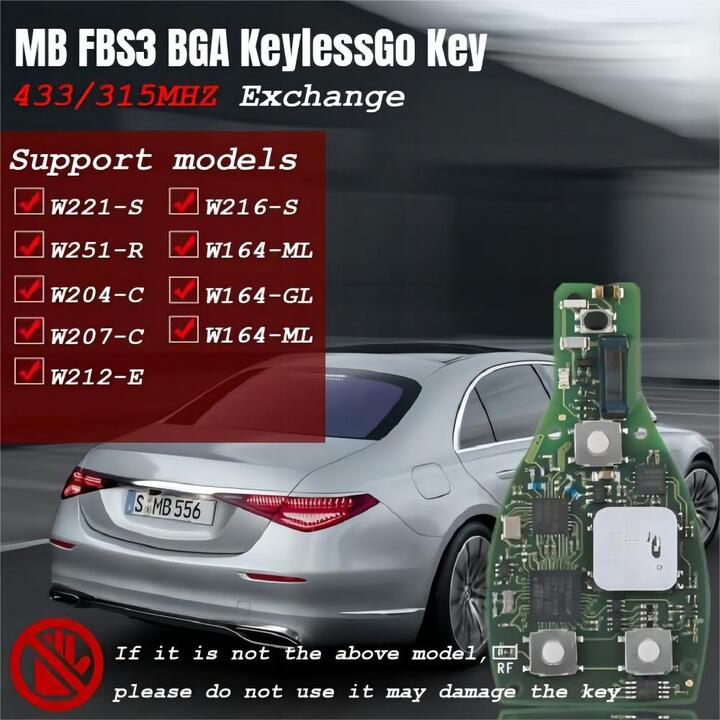 CG MB FBS3 BGA KeylessGo Key 315/433MHZ with Shell for W204 W207 W212 W164 W166 W216 W221 W251 After Year 2010 Get 1 Free Token