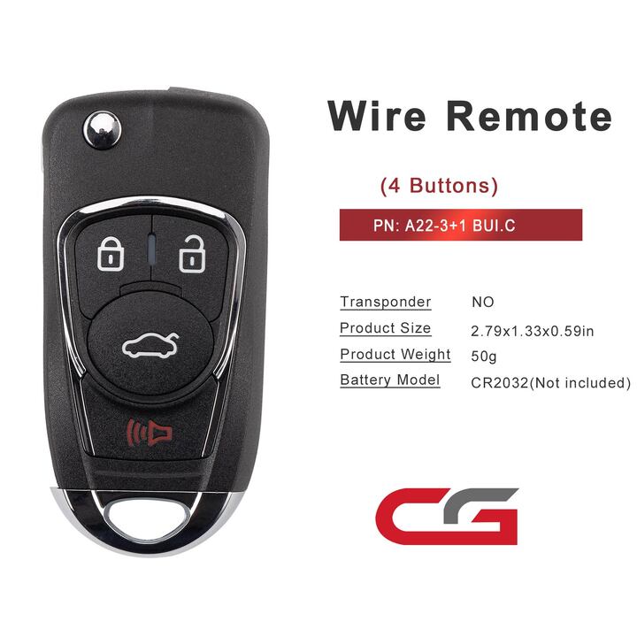 [5Pcs/Set] CG C13-000005 A22-3+1 Buick New Style (Flip-4BTN) 4 Buttons Wire Remote for CGDI K2