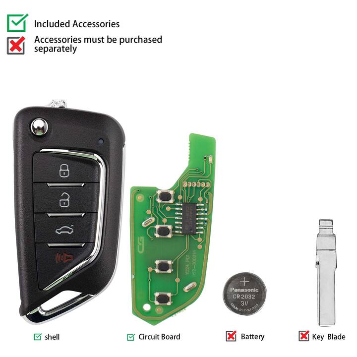 CG C13-000006 A21-4 CAD.LAC(4 BTN) 4 Buttons Wire Remote Used with CGDl K2 Remote Key Programmer