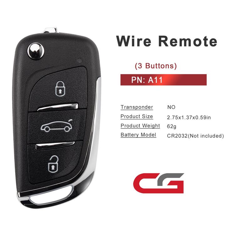 CG C13-000002 A11DS 3 Buttons Wire Remote Used with CGDl K2 Remote Key Programmer