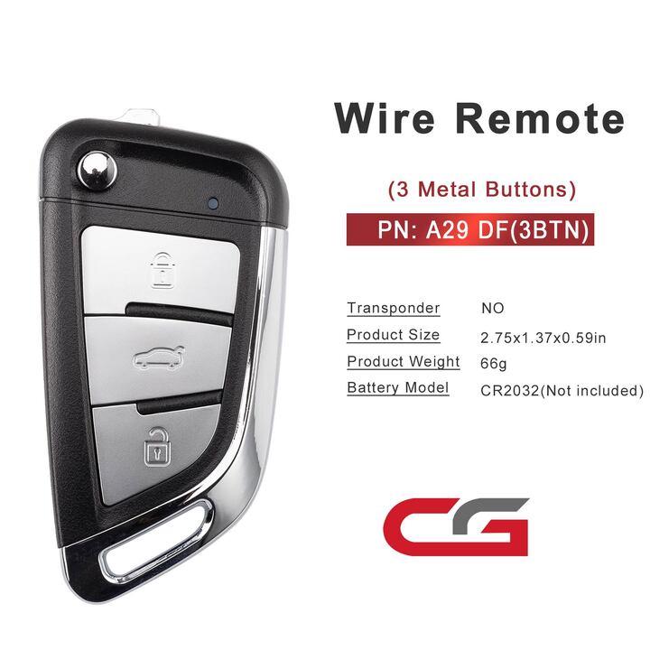 CG C13-000038 A29 DF(3BTN) 3 Metal Buttons Wire Remote