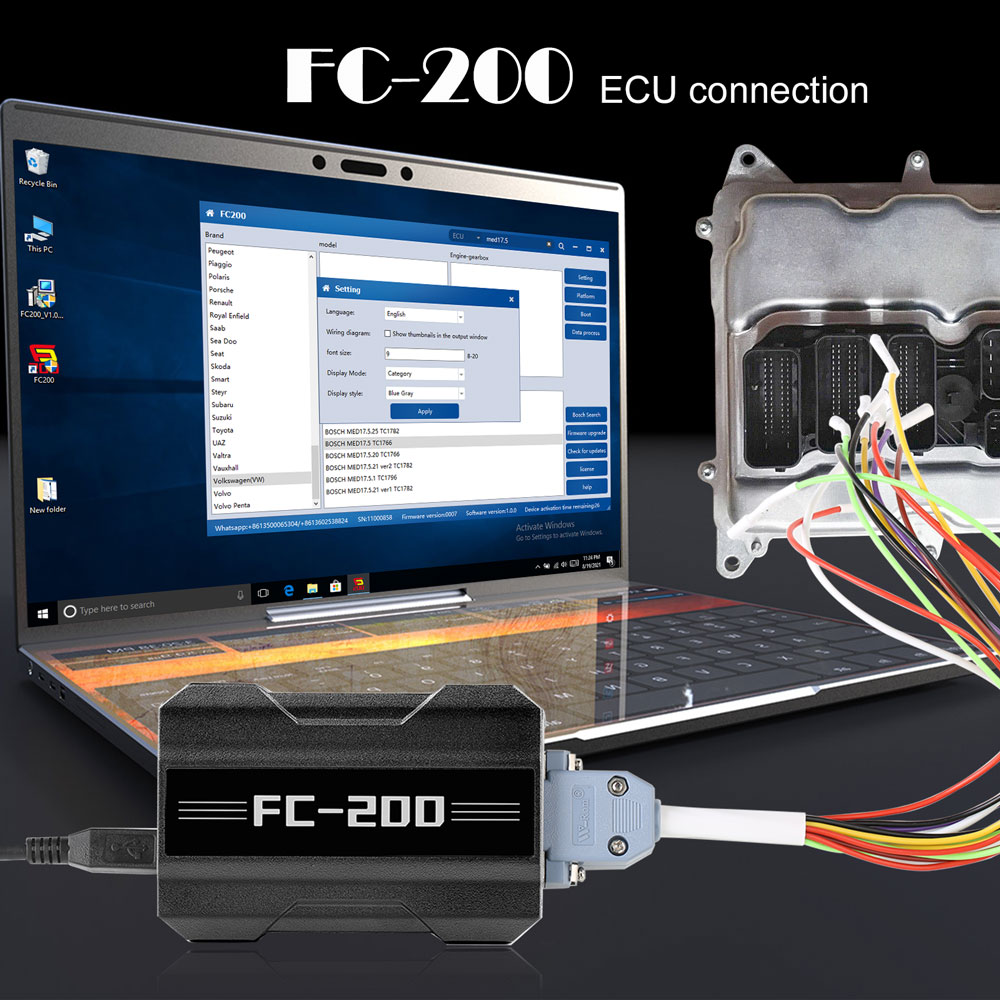 CG FC200 ECU Programmer Full Version with New Adapters Set 