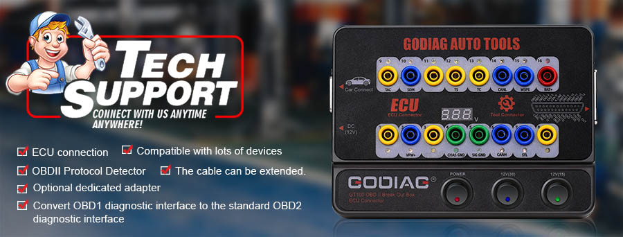 GODIAG GT100 AUTO TOOLS OBD II Break Out Box ECU Connector