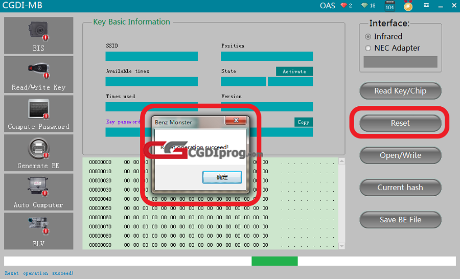 CGDI MB Write the original key by infrared 03