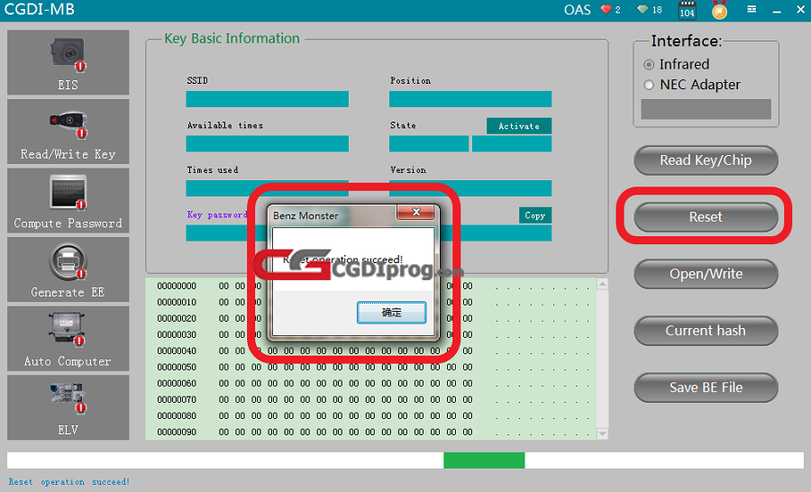 CGDI MB Write the original key by infrared  03