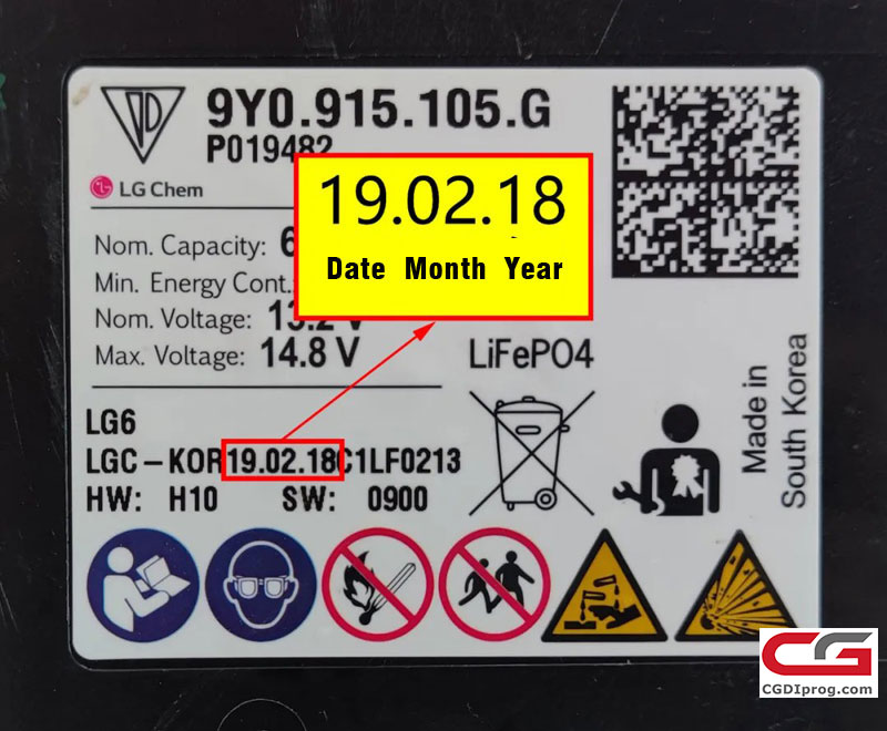 Confirming the Manufacturing Year of the Battery