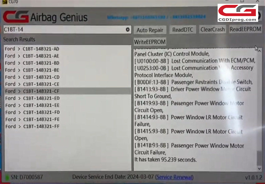 Automatic EEPROM Reading and Crash Data Clearing Process with CGDI CG70 Airbag Reset Tool-03